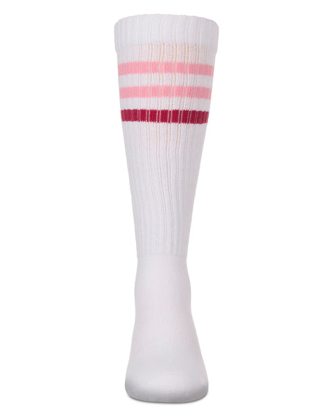 Girls two tone varsity stripe knee sock