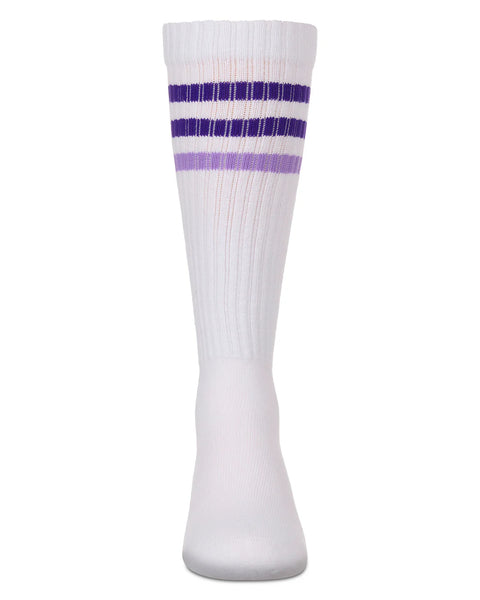 Girls two tone varsity stripe knee sock