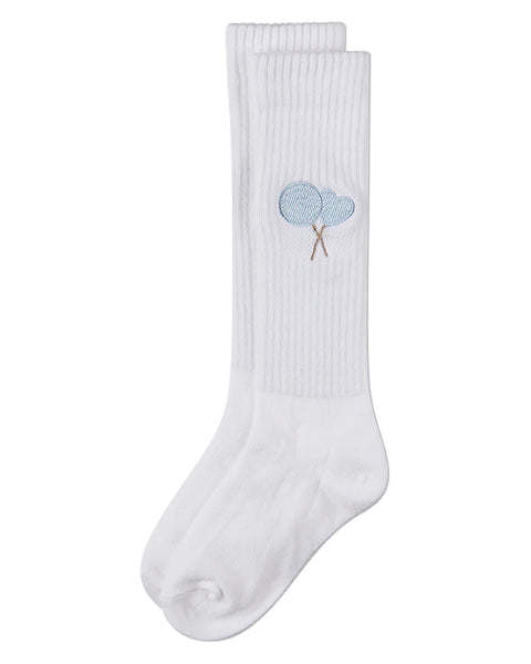 Girls "Embroidered Lollypop" Ribbed Cotton-Blend Knee High Sock