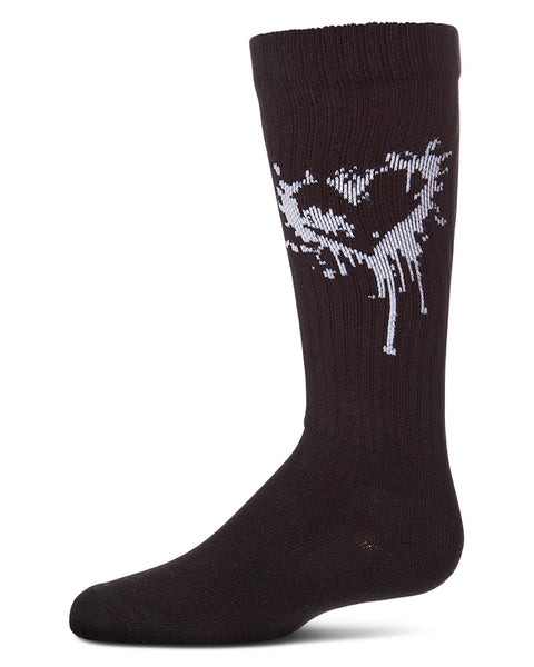 Girls "Dripping Heart" Ribbed Cotton Blend Novelty Knee High Sock