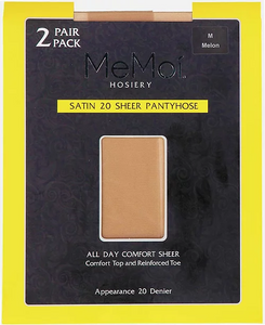 Memoi Satin Sheer 20 Denier Stockings - 2 Pack