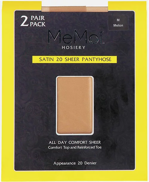 Memoi Satin Sheer 20 Denier Stockings - 2 Pack